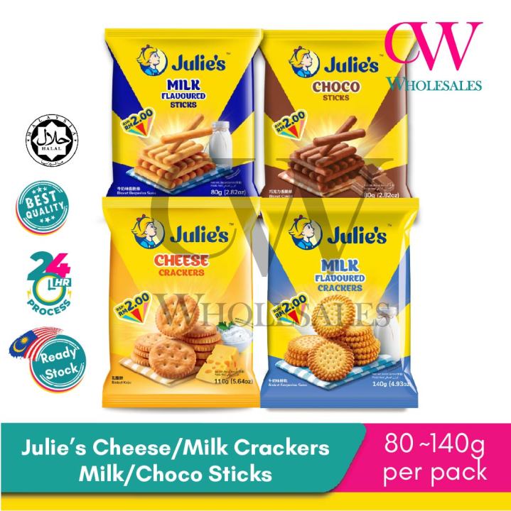 Julies Cheese Crackers 110g Julies Milk Flavoured Crackers 100g Julies Choco Sticks 80g 1130