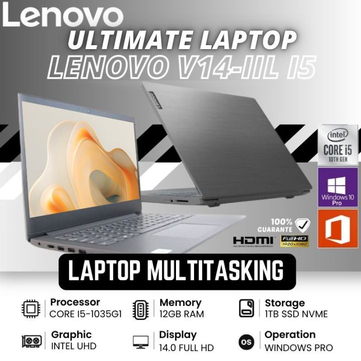 Laptop Lenovo V14 IIL Intel Core i5-1035G1 Ram 12GB Ssd 1TB FHD Intel  UHD Windows 10 Pro Grey Lazada Indonesia - Main Image