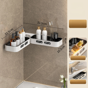 Nail Free Bathroom Corner Rack Thickened Wall Mounted Storage Shelf Plastic Organizer for Toiletries