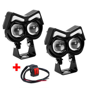 Motorcycles Led Headlight Fog Light Car Dual Color Owl Design Head Light ATV Scooter for Auxiliary Spotlight Lamp Accessories