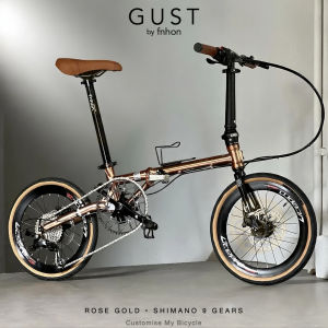 🐻 Fnhon Gust 16" • 9 Speeds Shimano • Rose Gold • Foldable Foldie Folding Fold Bicycle Bike • Litepro Aero Silverock Carbon • 16 inches 349 • Velocity Crius Master Blast Tornado Dahon Tern Bifold Trifold Customise My Bicycle #sgfoldies Christmas Gift