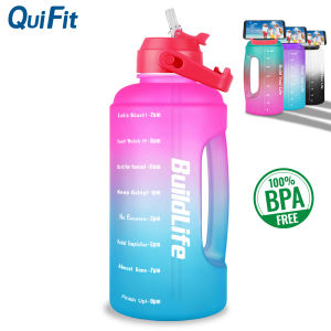 QuiFit Motivational Water Bottle 2.2L 73OZ with Time Maker & Straw Durable and Recycle Tumbler BPA Free Bottles for Fitness Outdoor Enthusiasts