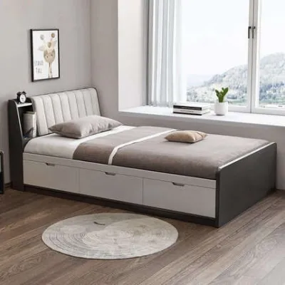 Storage Solid Wooden Bed Frame Storage Bed Single Bed Multi-functional storage bed Tatami Mat Drawer Bed 1.2-meter small unit childrens bed
