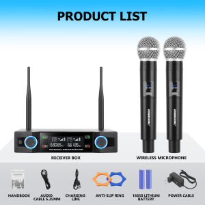 Wireless Microphone 2 Dual handheld microphones mic karaoke Teacher Work Range 50m/164ft