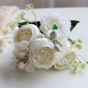 OWMXZL Vase Included Artificial Flowers Bouquet Arrangement Silk Flower Silk Rose Decorative Garland Design Fake Plants Home Garden Decor