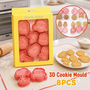 Tulip Home Furnishings Store Cookie Cutter Set 8 Pcs 3D Press Mold Food Grade Plastic Reusable For Biscuit Fondant Pastry