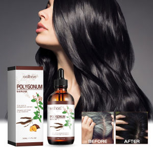 Eelhoe Organic Polygonum Serum Hair Darkening Serum Anti Hair Loss Moisturizing Volumizing Correcting White to Natural Ginger Black Shampoo Serum Black Hair Coverage Serum Polygonum Multiflorum Fast Effective Dye For Men Woman