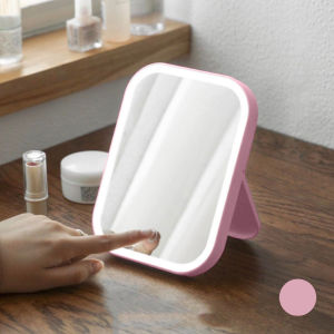 LED Makeup Mirror Touch Screen 3 LED Light Portable Standing Folding Vanity Mirror Cosmetics Mirror Cermin Solek Muka