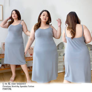 Dress tanktop selutut baju tidur wanita spandex melar big size jumbo