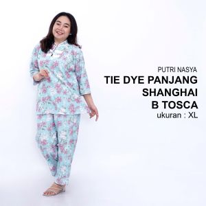 One Set Jumbo / Tie Dye Big Size / Setelan Celana Panjang / Setelan Tidur Big Size Busui / Tie Die Lengan tiga per empat / Tie Dye Jumbo Rayon / Setelan Piyama Big Size / Setelan Tidur Jumbo