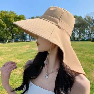 Keranixy Women Beach Hat Korean Summer Sun Hats UV Protection Large Brim Adjustable Shawl Fisherman Hat