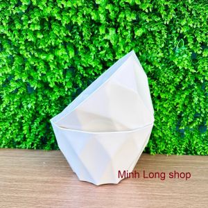 Bộ 02 Chậu Ruby 27x16cm Size Trung Màu Trắng Đẹp Trồng Hoa Kiểng