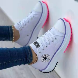 Free Shipping Spring New Collection: Low-Top WomenS Shoes Thick-Soled Canvas Shoes WomenS Canvas Shoes In Stock Platform Soles Plus-Size WomenS Shoes