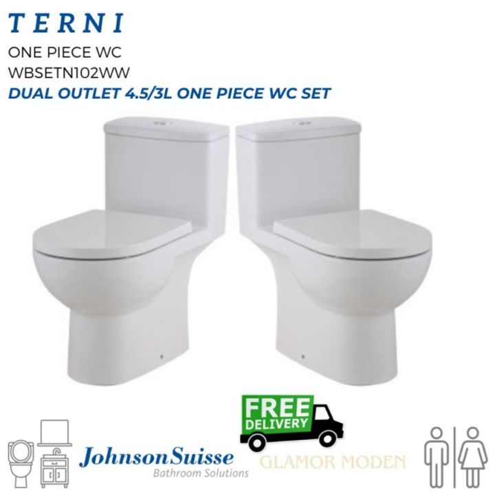 JOHNSON SUISSE TERNI DUAL OUTLET 4.5/3L ONE PIECE TOILET BOWL SET Lazada