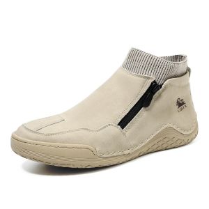 Mewah Fashion Kulit Sepatu Boots Pria Resleting Casual Tinggi Formal Shoes Kekinian Cowok Dewasa Kerja Kantor 365