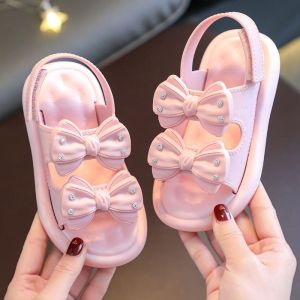 Kids Beach Sandals Girls 1-9 Years 2022 Summer New Fashion Bow-knot Princess Sandals Baby Girls Soft Base Non-slip Sports Sandal for Big Kids Girls Size 24-35