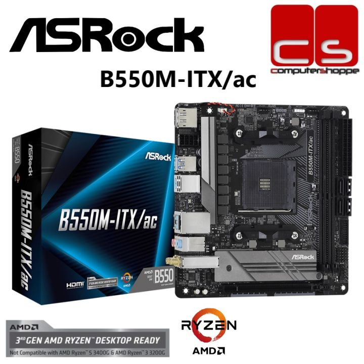 ASRock B550M-ITX/ac AM4 Mini-ITX Motherboard Amd Am4 Socket Ryzen