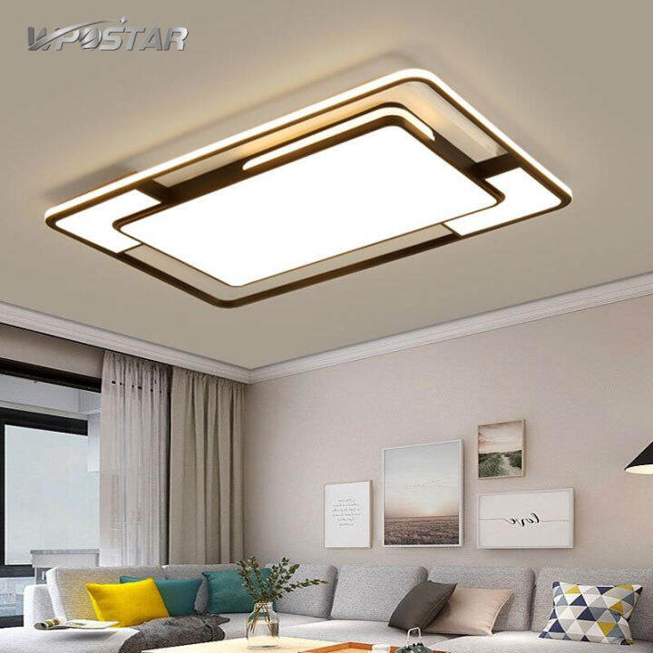 Modern Black LED Ceiling Light Square Rectangle Lighting for Living ...