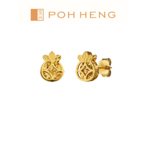 Poh Heng Jewellery 22K Pineapple Earrings in Yellow Gold [Price By Weight]