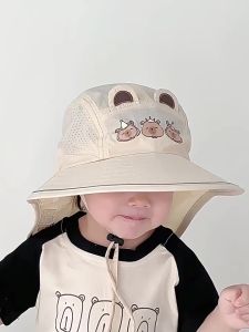 Nón hình Capy vành rộng chống nắng cột dây cho bé trai bé gái- Mũ mùa hè vành rộng trẻ em