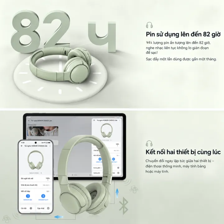 Tai nghe chụp tai không dây Bluetooth HONOR CHOICE Headphones Lite, Driver lớn 40mm, Thời gian phát nhạc lên đến 82 giờ, Khử ồn cuộc gọi AI, Tai nghe over-ear | BigBuy360 - bigbuy360.vn Tai nghe chụp tai không dây Bluetooth HONOR CHOICE Headphones Lite, Driver lớn 40mm, Thời gian phát nhạc lên đến 82 giờ, Khử ồn cuộc gọi AI, Tai nghe over-ear | BigBuy360 - bigbuy360.vn