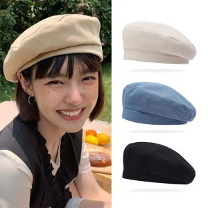 TKNUS Sweet Cotton Berets Hat Japanese Style JK Retro Painter Cap Casual Harajuku Solid Color Berets Female