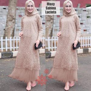 GAMIS BRUKAT TILE MUTIARA LUCINTA SIZE M L XL XXL/ MAXI FASHION MUSLIM SERAGAM PESTA DAN KONDANGAN/ DRESS KELUARGA
