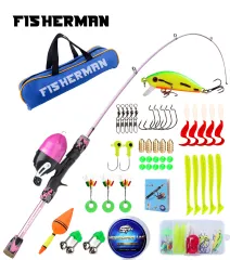 Fisherman Fishing Rod and Set 1.5m Spining Rod Spining Fishing Reel with  Full Professional Fishing