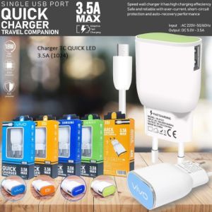 casan/carger/charger 3.5A max 1usb + LED SAMSUNG OPPO REALME XIOMI VIVO fast charging pengisian cepat