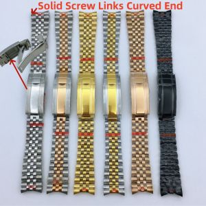 new BLIGER 20mm 904L Steel Jubilee Middle Gold Two Tone Wrist Watch Strap Bracelet Solid Screw Links Curved End 904L bracelet high-quality