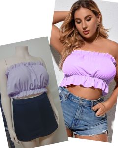MELIZA BUBBLY RUFFLE TUBE CROP TOP FOR CHUBBY ONE SIZE FITS TO LARGE TO 3XL
