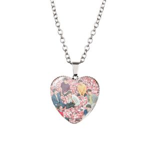 🔥BESFOME🔥 Original BTS Necklace Heart-shaped Pendant Bangtan Boys Hot Selling Jewelry Pendant for Women Men
