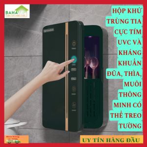 HỘP KHỬ TRÙNG TIA CỰC TÍM UVC VÀ KHÁNG KHUẨN ĐŨA THÌA MUÔI THÔNG MINH CÓ THỂ TREO TƯỜNG "TAITECHMART"  Nút cảm ứng thông minh dễ dàng sử dụng