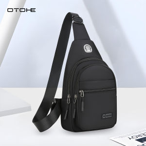 OTOHE Mens Chest Bag Multi-Functional Crossbody Bag Smooth Zipper Bag Sports Bag Waterproof Anti-Thief Code Lock Casual Bag Street Shoulder Bag Messenger Bag