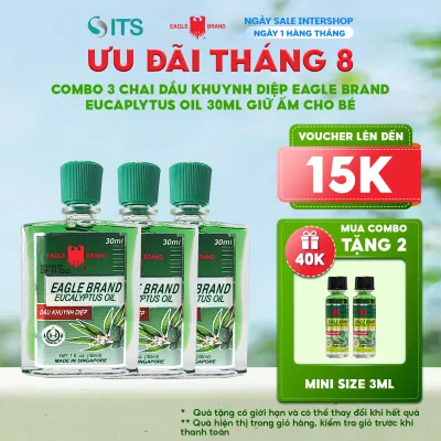 Combo 3 chai Dầu Khuynh Diệp Eagle Brand Eucalyptus Oil 30ml giữ ấm cho bé EB0029