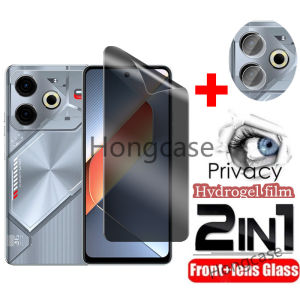 ฟิล์มไฮโดรเจลแบบ2 In 1ปกป้องหน้าจอสำหรับ Pova6Neo Pova 6 Neo 4G 6Neo Pova6ความเป็นส่วนตัวป้องกันการแอบดูด้านหน้า Lensa Kontak ใสโปร่งแสงบางป้องกันรอยขีดข่วนคลุมทั้งหมด