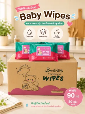 ยกลังทิชชู่เปียก Baby Wipes ทิชชู่เปียกทำความสะอาด กระดาษทิชชู่เปียก ขนาดห่อพกพา
