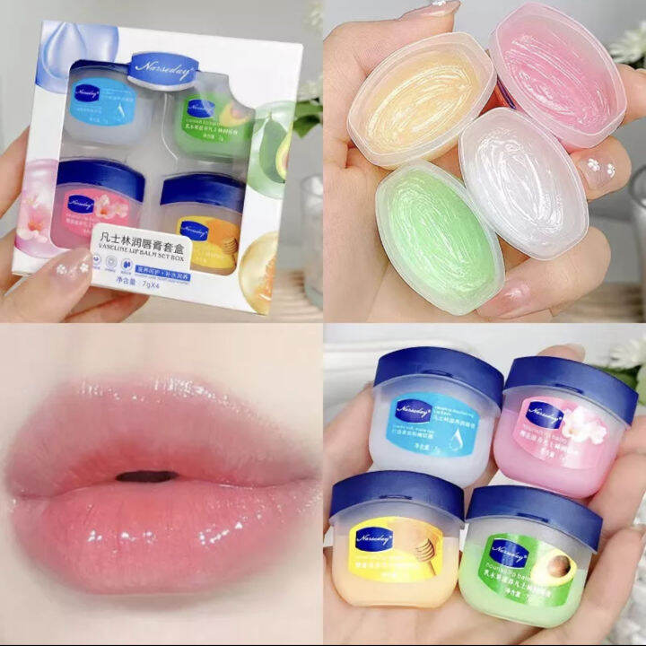 4pcs 1box Vaseline lip balm /cover box moisturizing lipstick base not ...