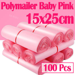 Fumu Plastik Polymailer / Plastik Packing Olshop Pink Glossy 15X25CM Isi 100pcs Lem Perekat Grosir Termurah
