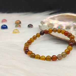 “พราว” สร้อยข้อมือ หินเกล็ดมังกรสีเขียว (Dragon Vein Agate) 💚💚 ขนาดหิน 6 มิล