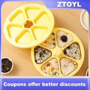 【ZTOYL】 6-in-1 Cavity Triangle Sushi Mold Rice Ball Press Maker Non-stick Sushi Maker Kitchen Tools Bento Box Meal Supplies For Seaweed Cilantro Rice Balls