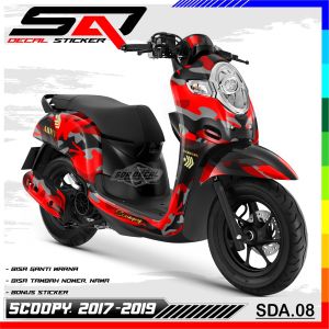 Decal Sticker Custoom Full Body SCOOPY NEW 2016-2019 Decal Stiker Variasi Motor SCOOPY ARMY SDA.08