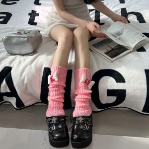 Tất kiểu ủng không che bàn chân lolita tất dài phụ nữ làm ấm chân ấm dệt kim chân che tất tay trắng nữ mùa thu đan móc mùa đông vớ