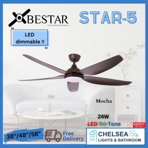 Yes Basic Install Bestar Star-5 Smart Wifi Ceiling Fan Dc Motor 24W Led Light 38/48/58in - local seller -Google tuya smart life