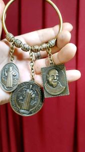 San Benito and San Padre Pio the Healer Door/Window Antique Medallion Chimes for Protection Against Evil. With Free Gift Pouches