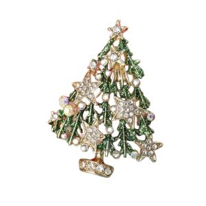 CUNXIN Men Trâm cài áo Giáng sinh Cổ điển Dễ thương Ghim cài áo hình cây thông Noel Độc đáo Lấp lánh Trâm cài áo đính đá Phụ nữ
