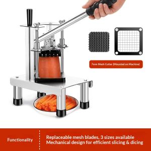 Multifunctional Potato Slicer Commercial Vegetable Cutter Stainless Steel French Fry Cutter for Potatoes Carrots Cucumbers