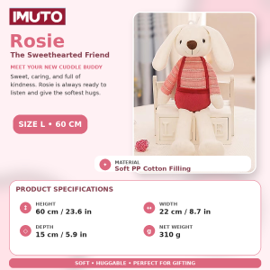 IMUTO 40/60CM Cute Bunny Rabbit Stuffed Plush Toys for Kids Baby Soft Animal Sleeping Plush Toy
