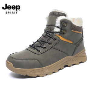 Jeep Super Warm Winter Snow Boots With Fur Plus Size 39-48 Hiking Boots Men Non-slip Outdoor Sneakers Men High Top Warm Shoes