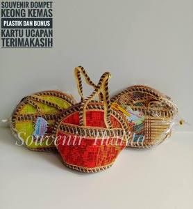 (Isi 50 pcs )Souvenir dompet / DOMPET KOIN SONGKET JINJING / dompet anyaman/ dompet batik Kemas Plastik
